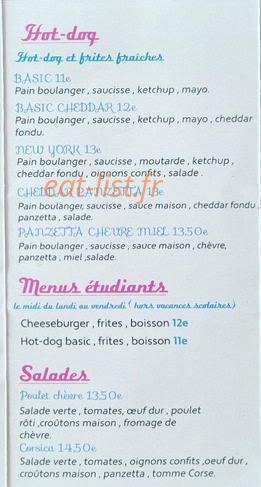 American Diner Fattu in Corsica — carte page 4