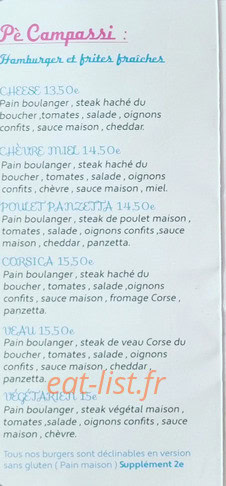 American Diner Fattu in Corsica — carte page 3