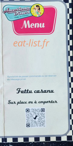 American Diner Fattu in Corsica — carte page 1