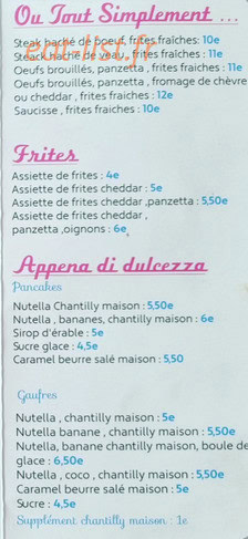 American Diner Fattu in Corsica — carte page 2