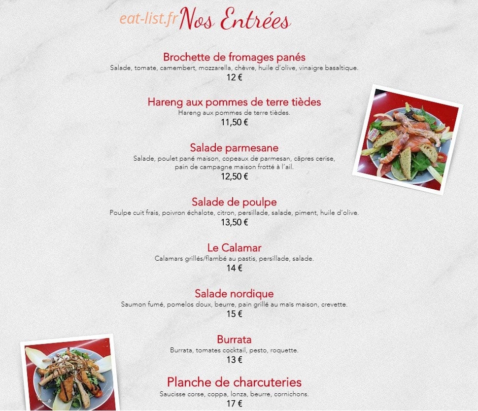 Brasserie le Café — carte page 1