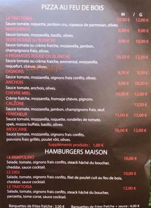 La trattoria — carte page 1