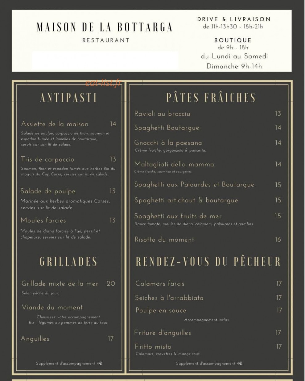 Maison de la Bottarga — carte page 1