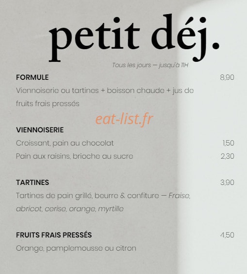 Brasserie Numero 4 — carte page 1