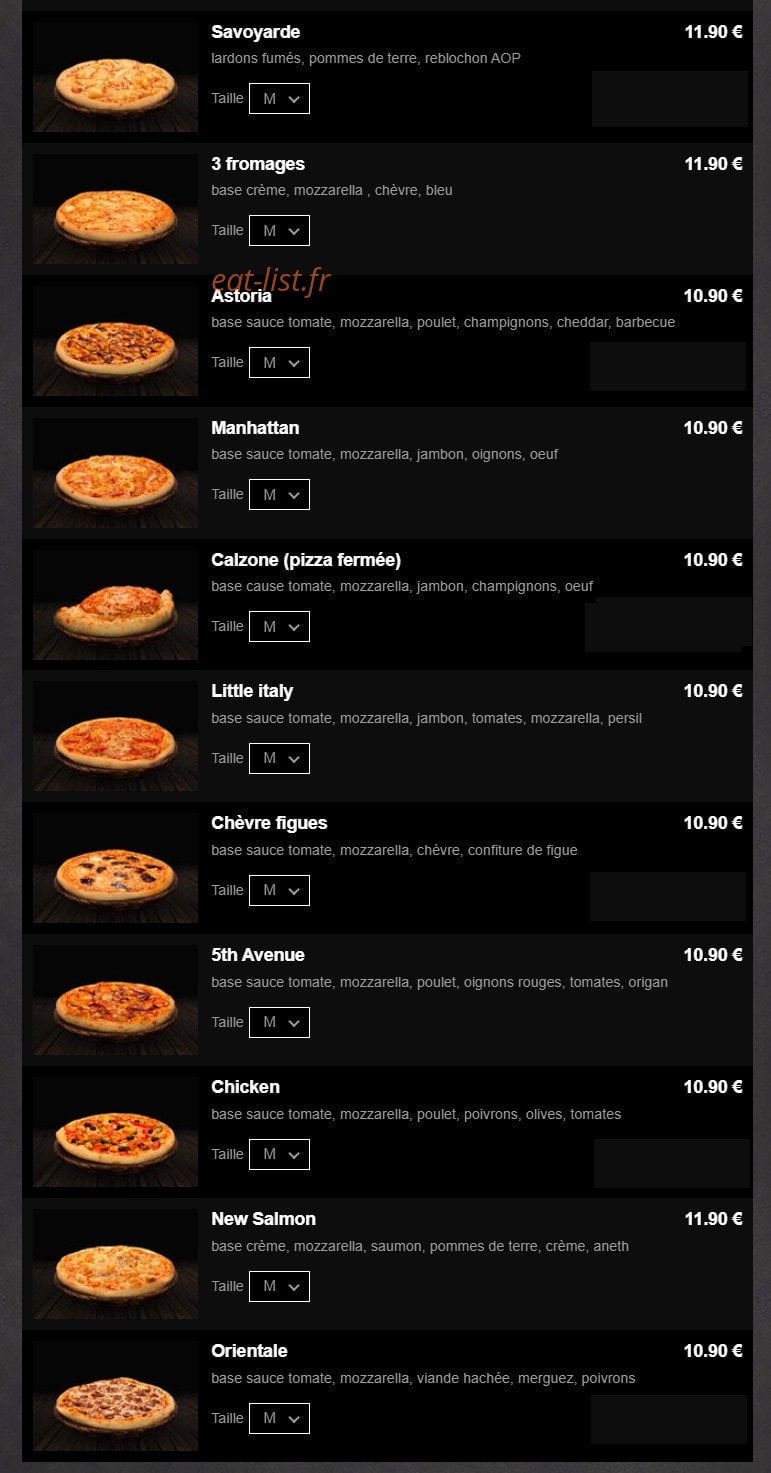 911 Pizza — carte page 3