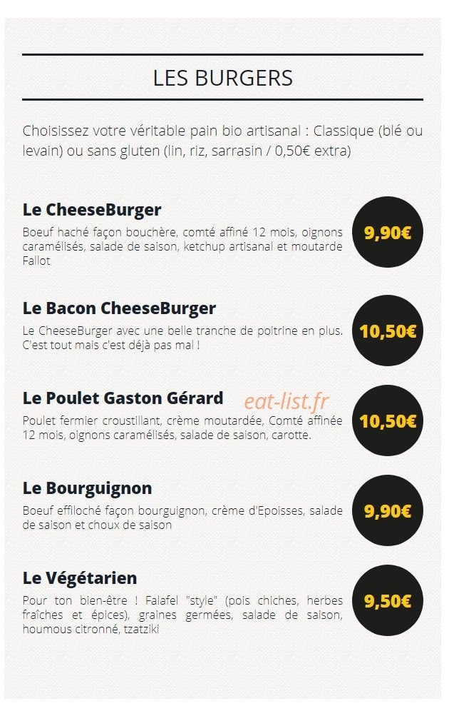 Alfred Burgers & Vins — carte page 1