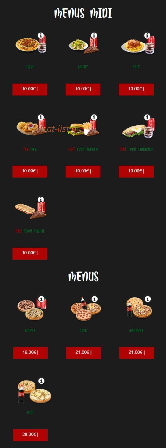 Allô Pizza — carte page 1