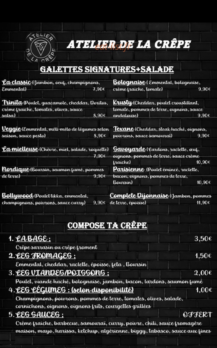 Atelier de la crêpe — carte page 1