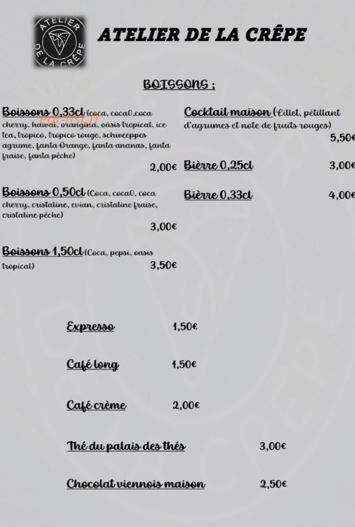 Atelier de la crêpe — carte page 3