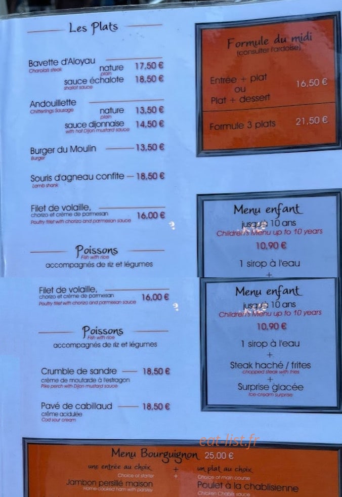 Au Moulin à Vent — carte page 1