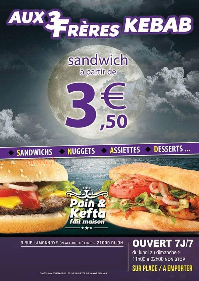 Aux 3 frères kebab — carte page 1