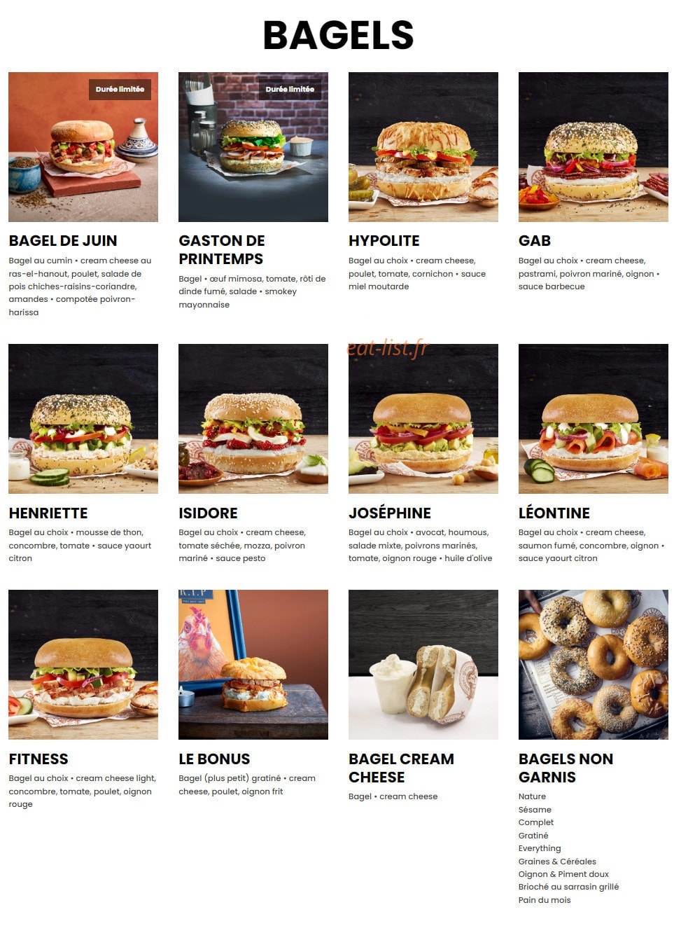 Bagelstein — carte page 1