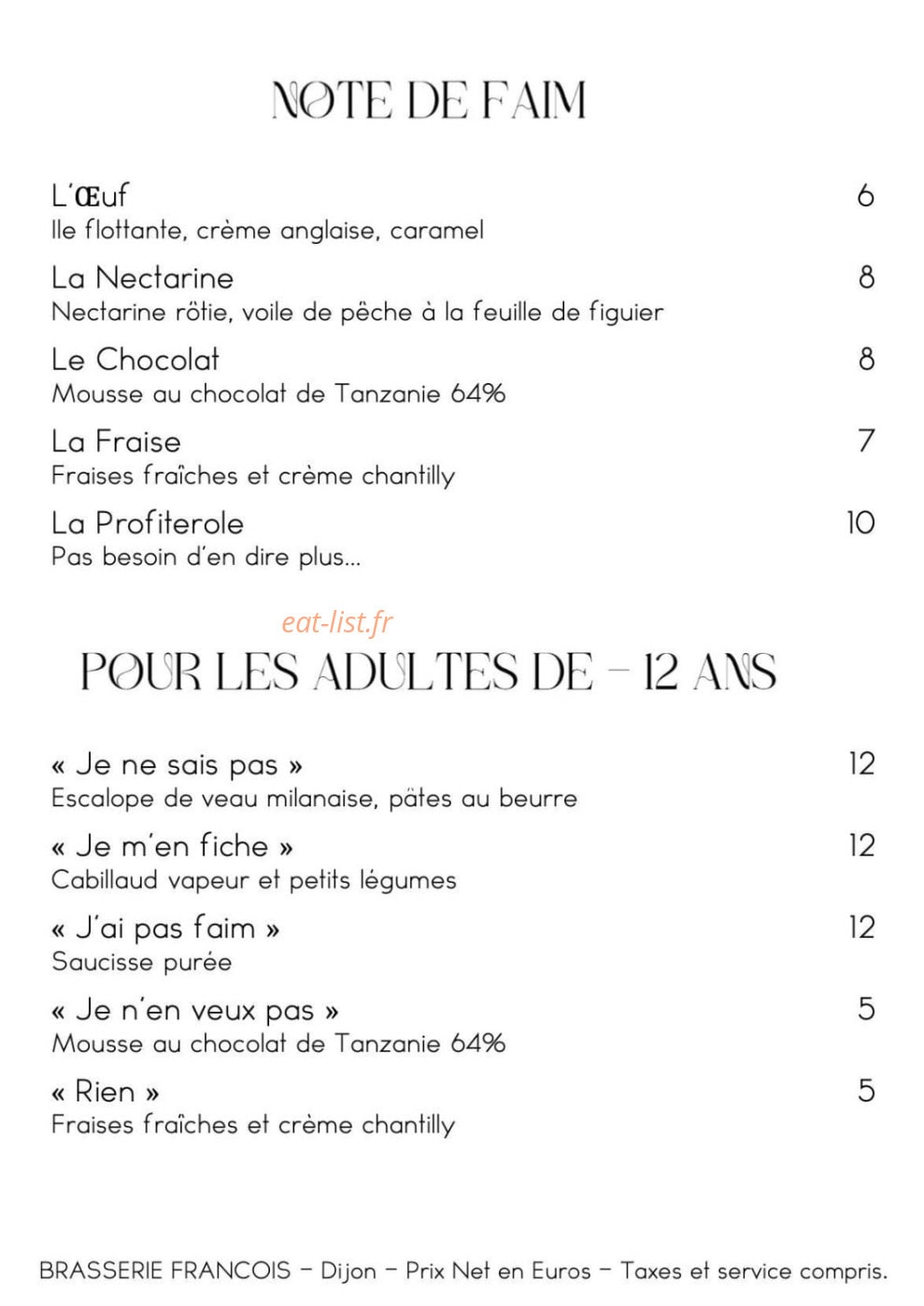 Brasserie François — carte page 3
