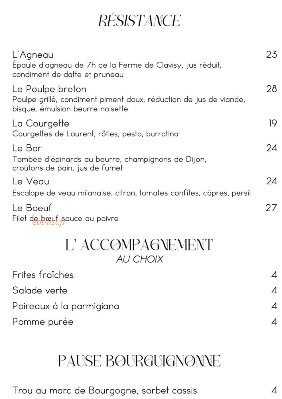 Brasserie François — carte page 2