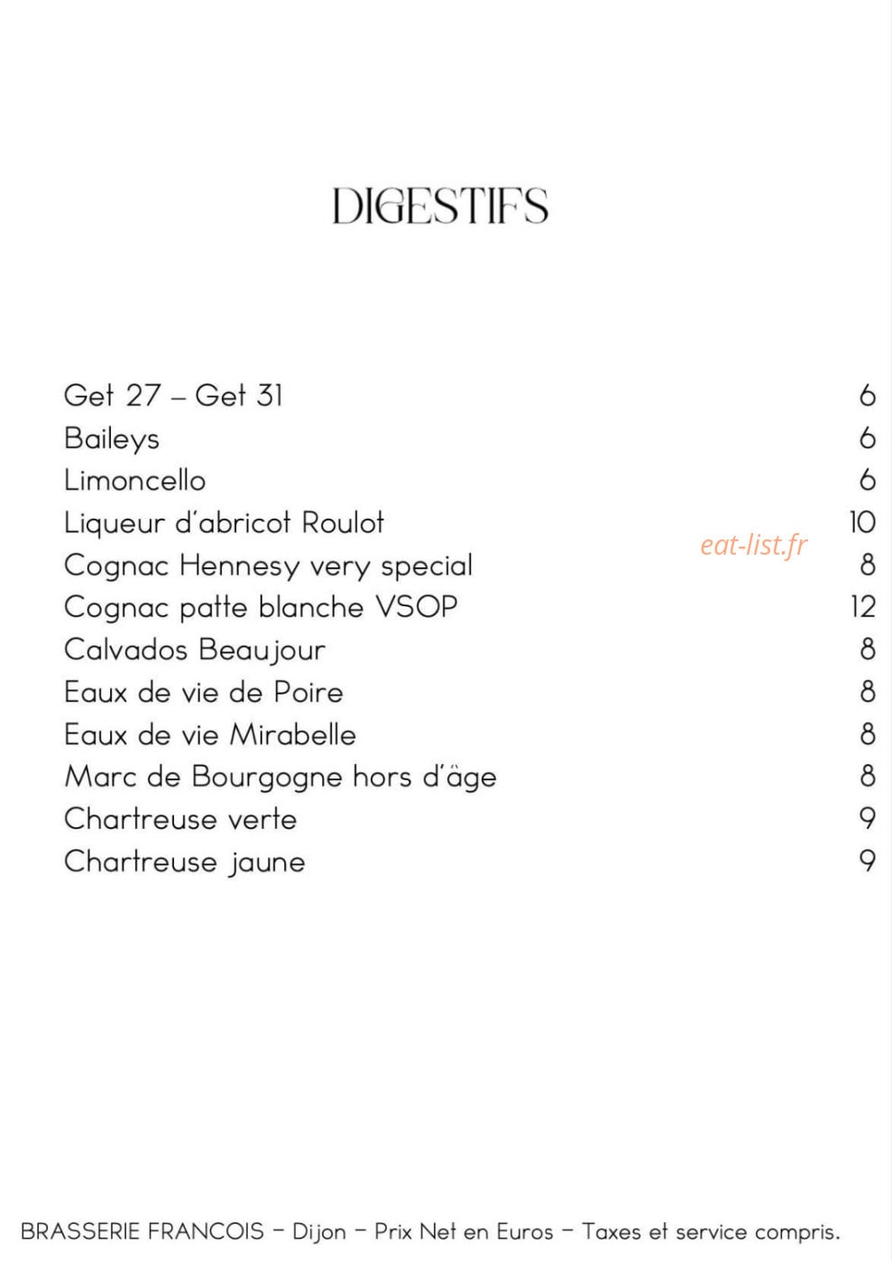 Brasserie François — carte page 4
