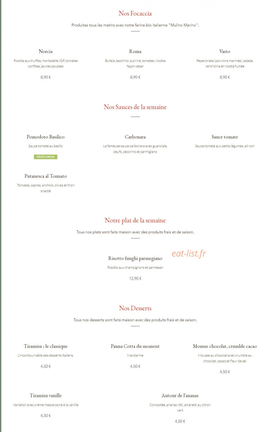 Cé La Mia Cucina — carte page 2