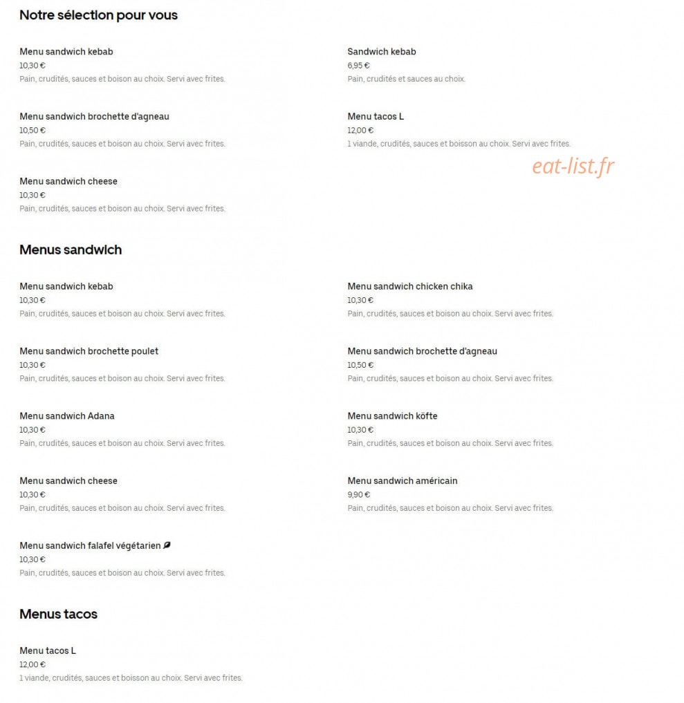 Center Kebab — carte page 1