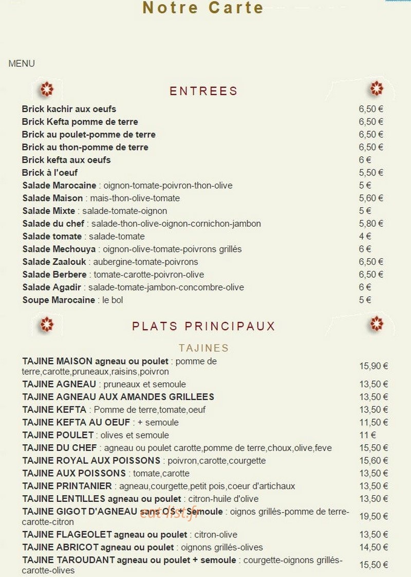Chez Ali — carte page 2