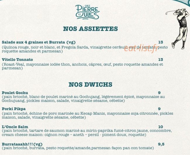 Chez Pierre & Jules — carte page 1