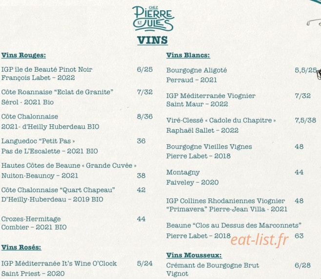 Chez Pierre & Jules — carte page 5
