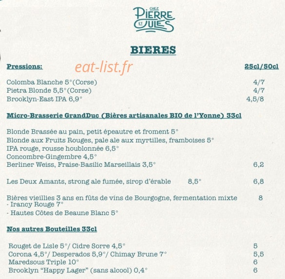 Chez Pierre & Jules — carte page 4