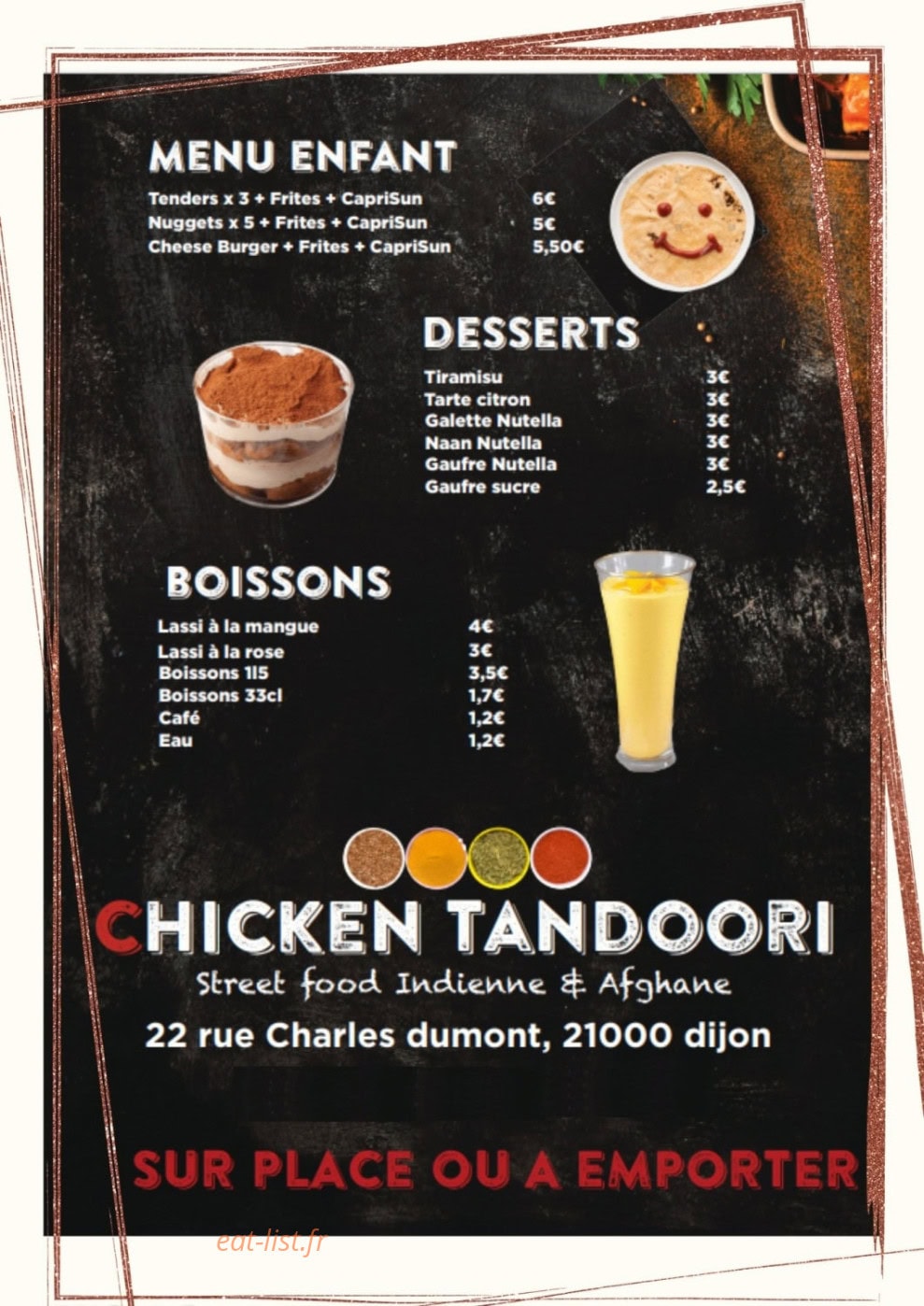 Chicken Tandoori — carte page 4