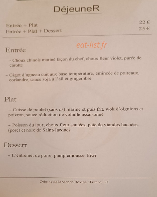 Clos des Saveurs — carte page 1