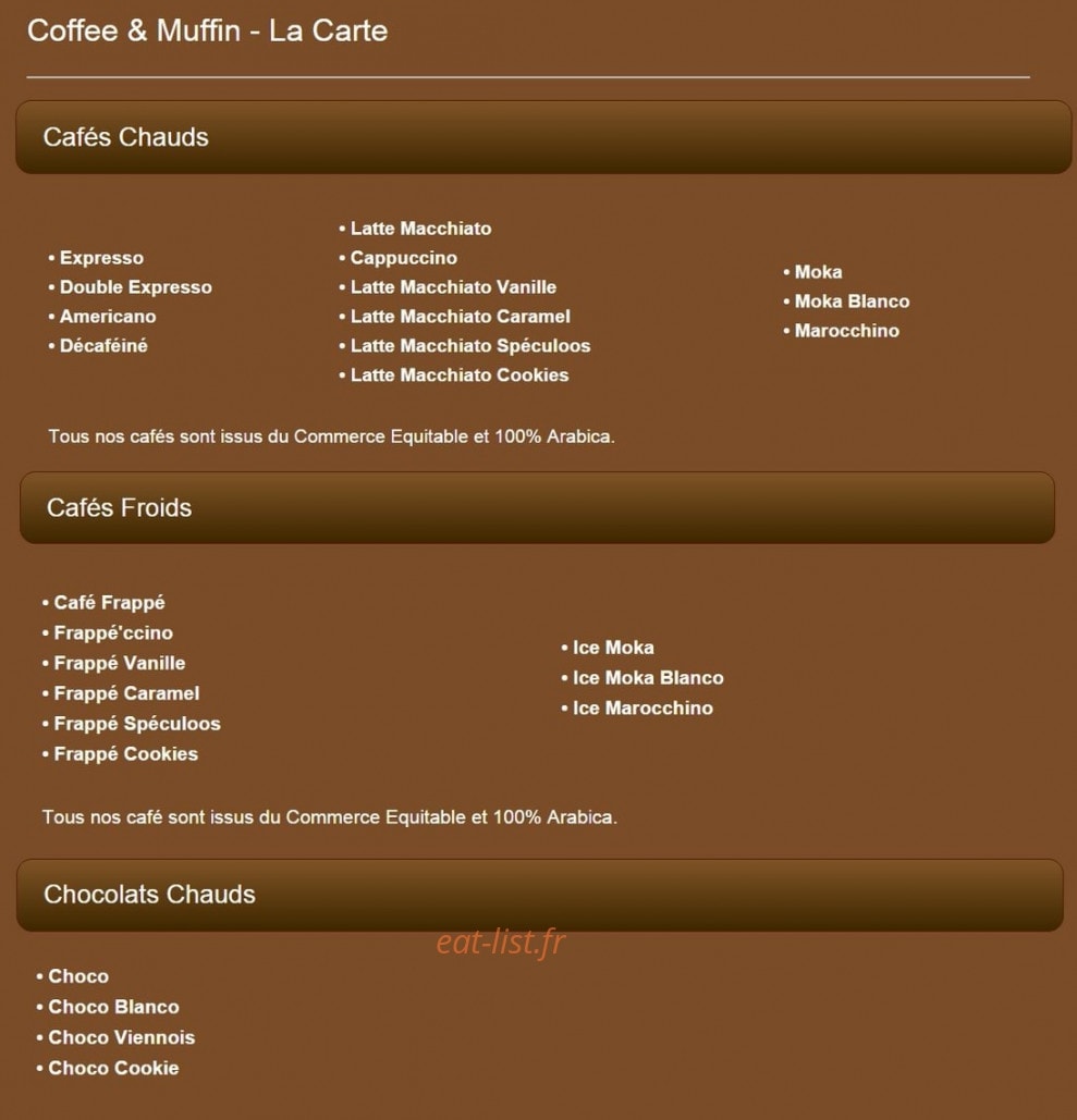 Coffee muffin — carte page 1