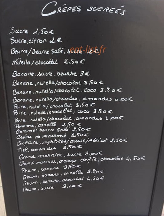 Crêperie des beaux arts — carte page 2