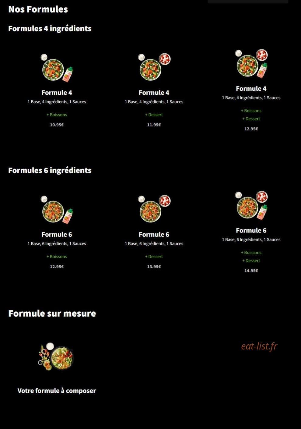 Eat Salad — carte page 1