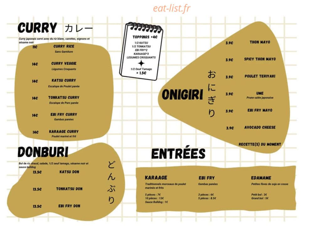 Ittshin Izakaya — carte page 1