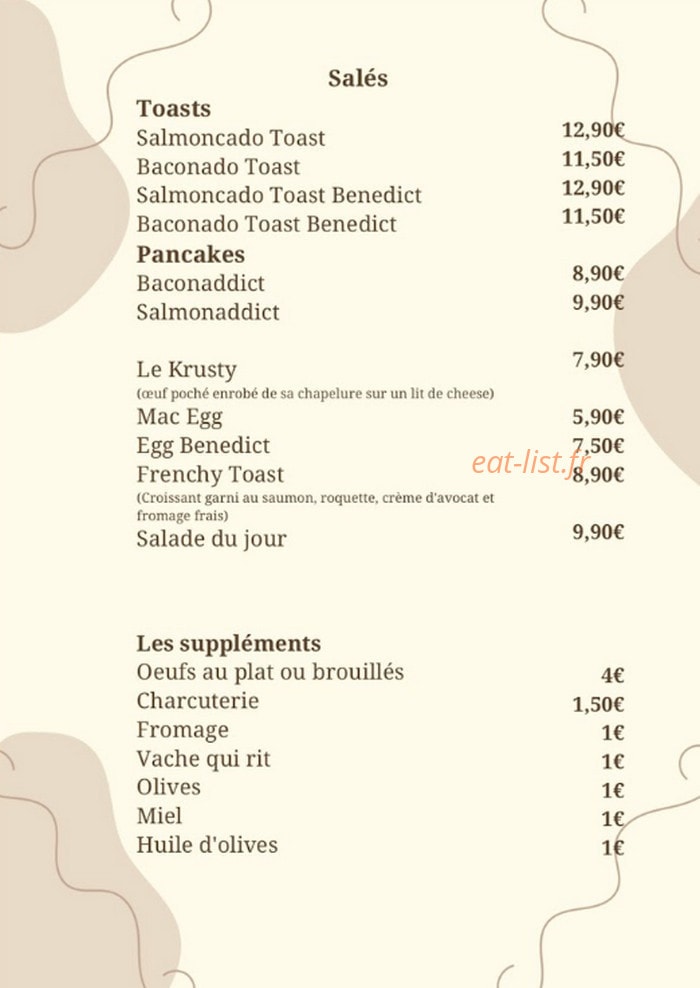 Kawa Brunch — carte page 1