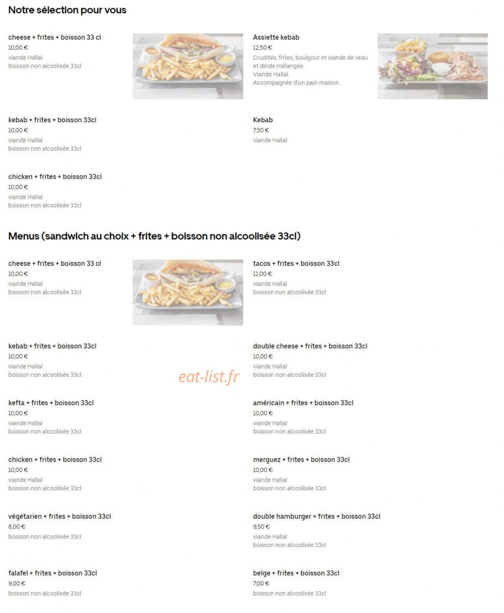 Kebab des Facultés — carte page 1
