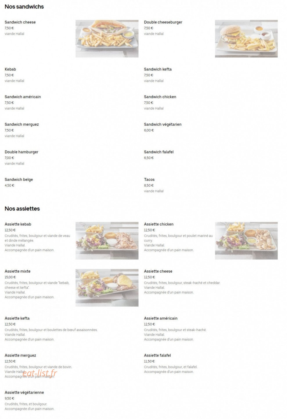 Kebab des Facultés — carte page 2