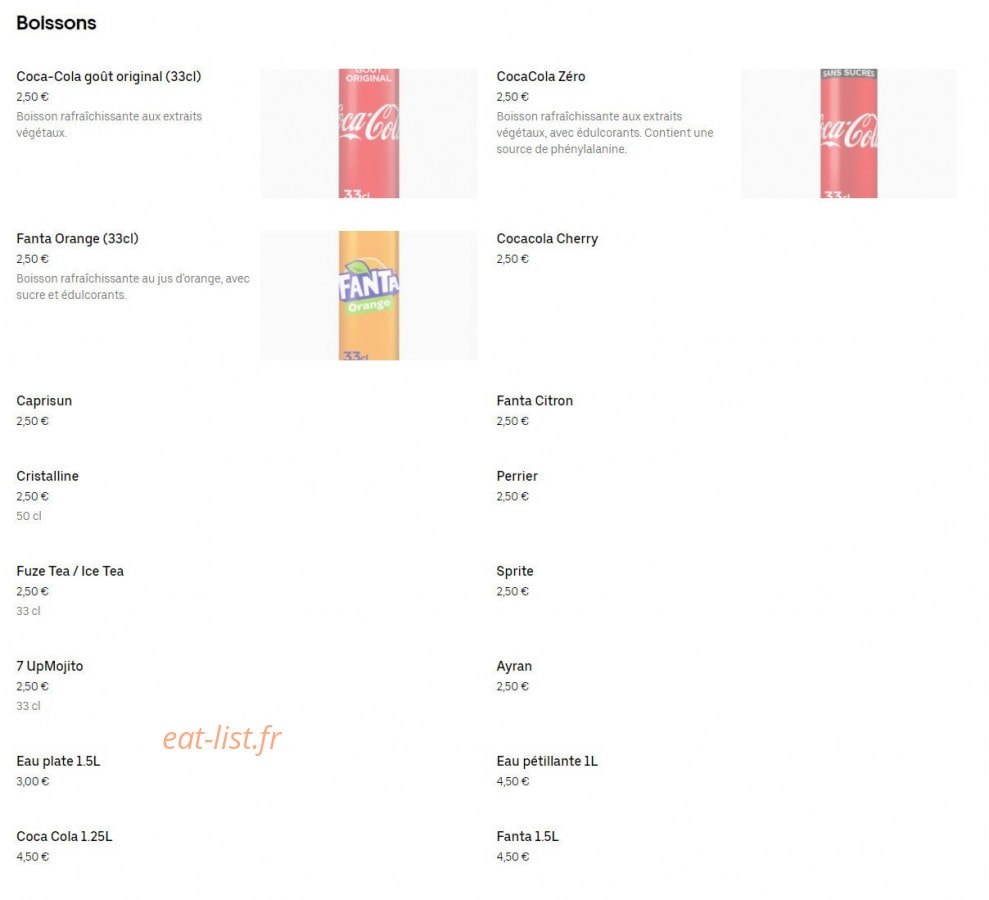 Kebab des Facultés — carte page 4