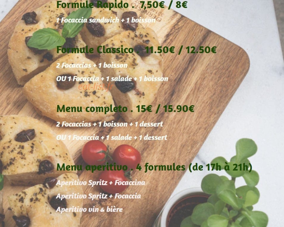 L'atelier Focaccia — carte page 2