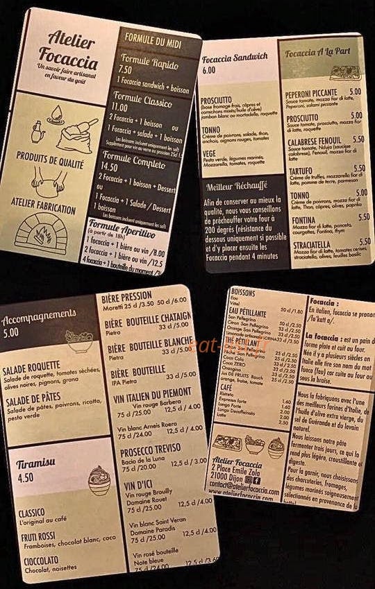 L'atelier Focaccia — carte page 1