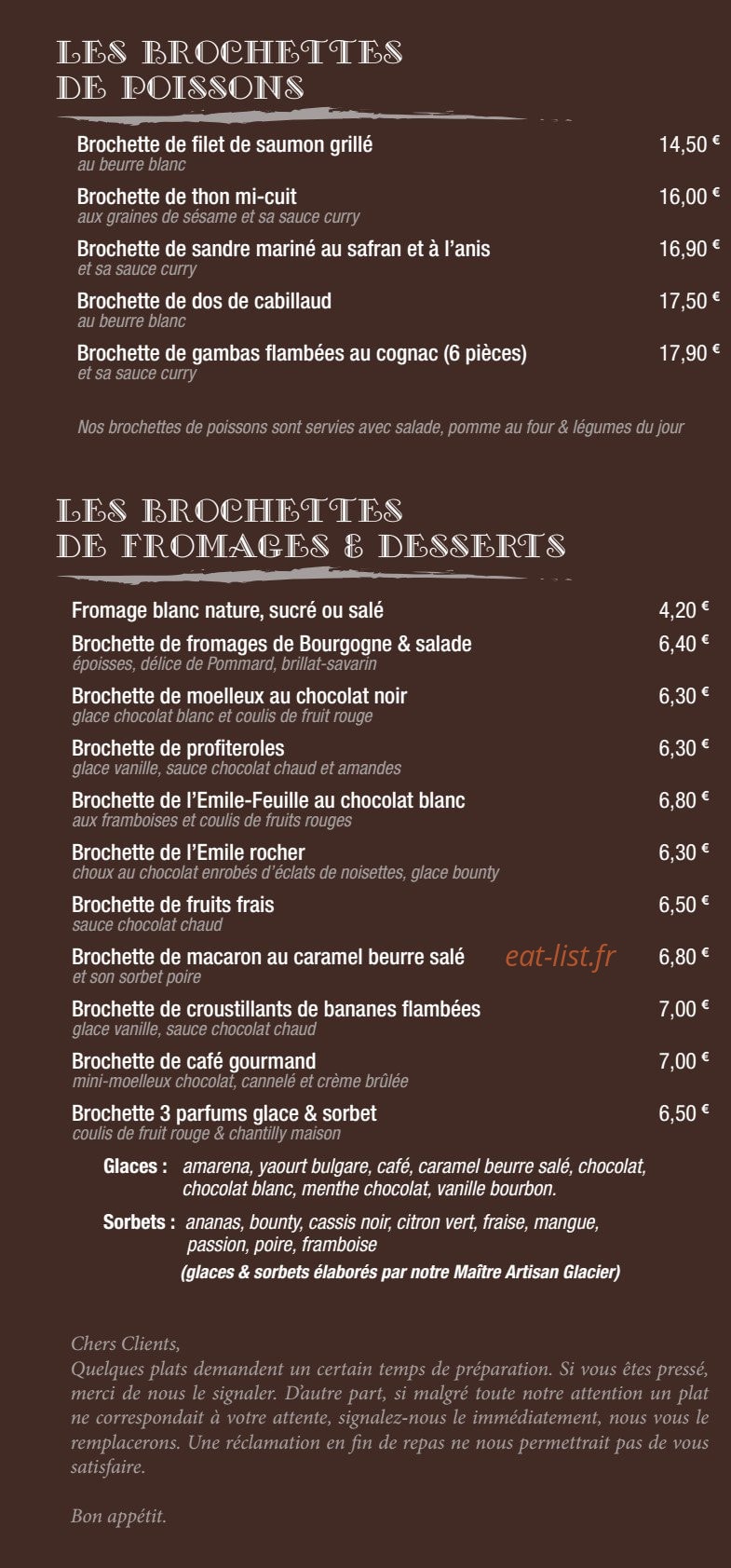 L'Emile Brochettes — carte page 3