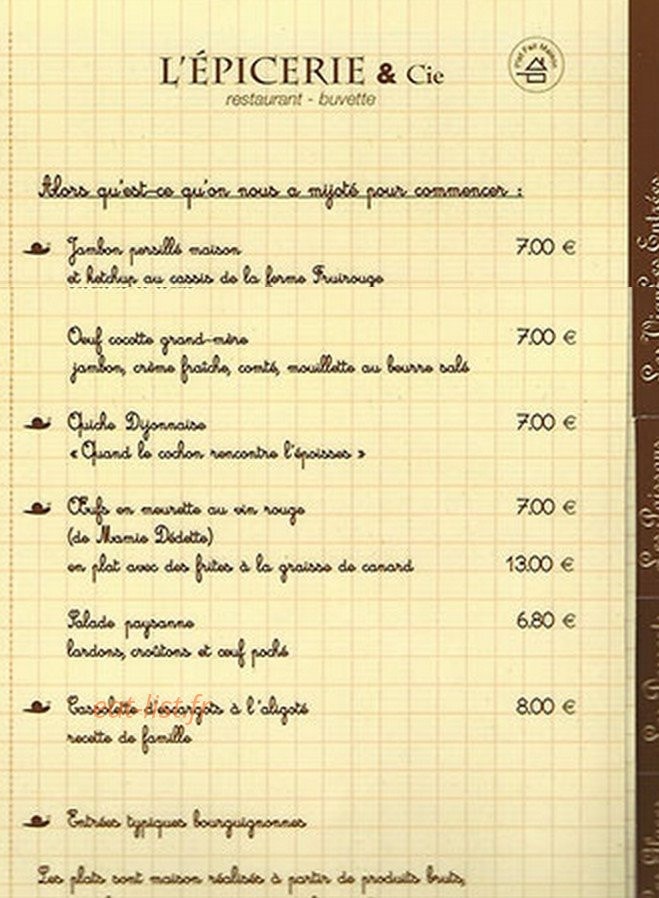L’Épicerie & Cie — carte page 2