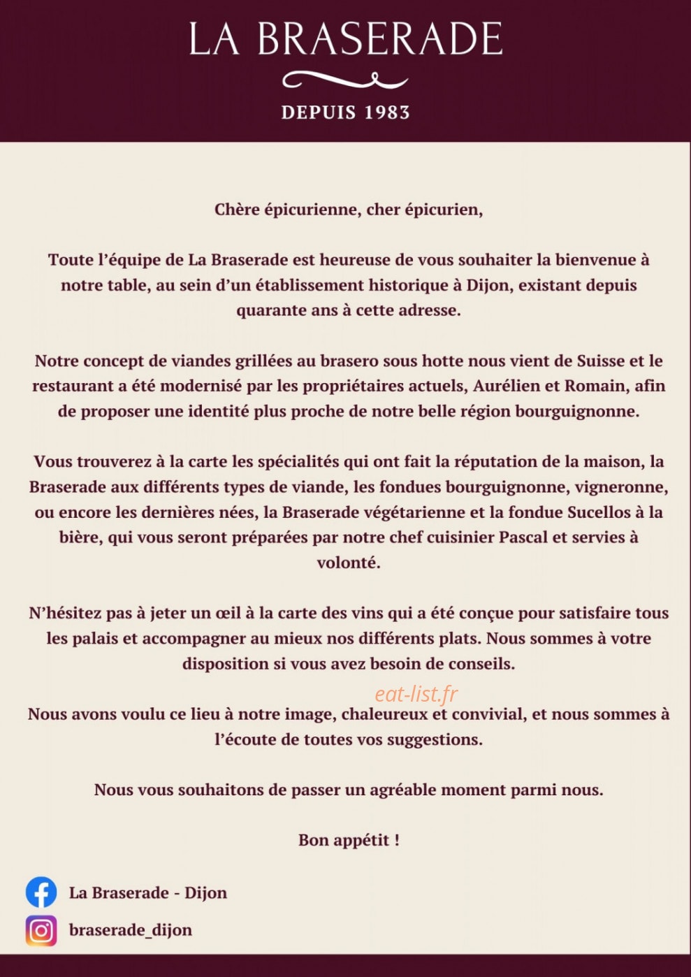 La Braserade — carte page 1