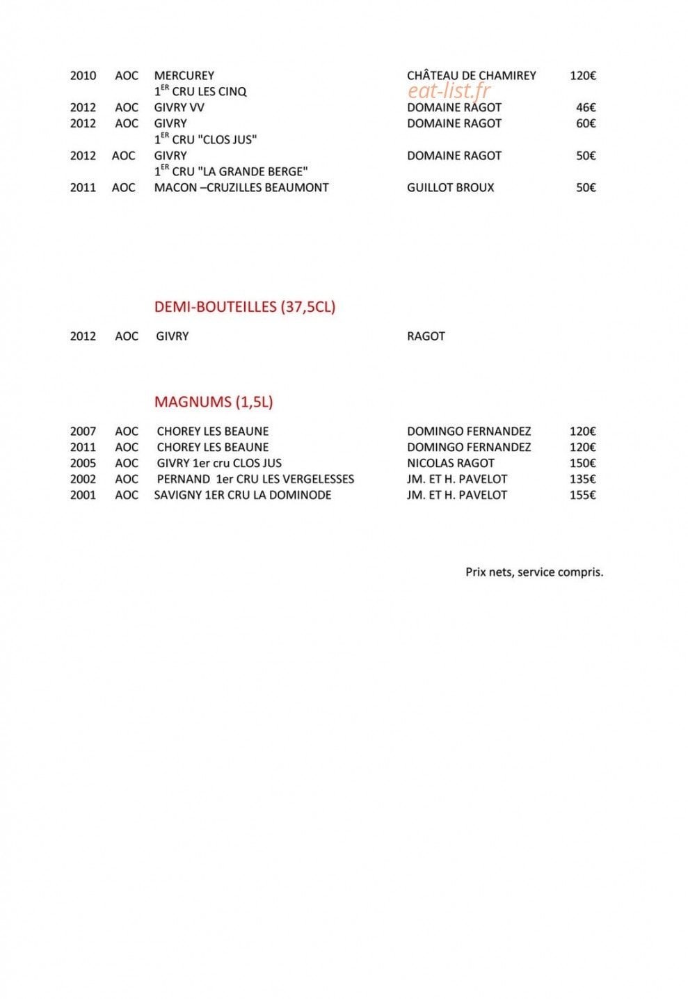 La Closerie — carte page 15