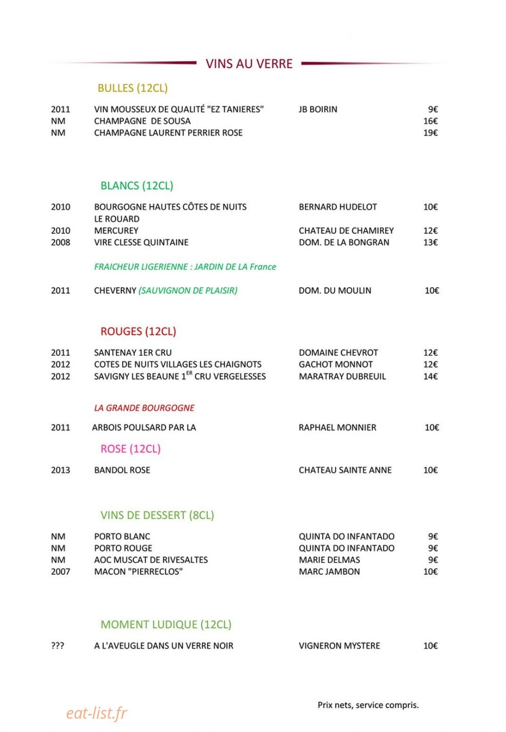 La Closerie — carte page 9