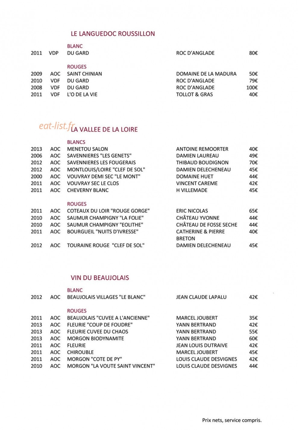 La Closerie — carte page 17