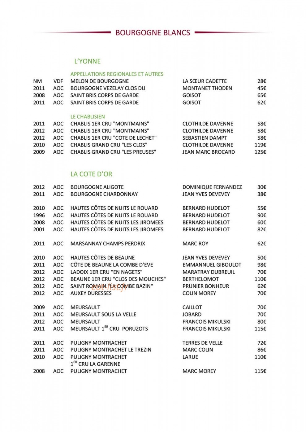 La Closerie — carte page 10