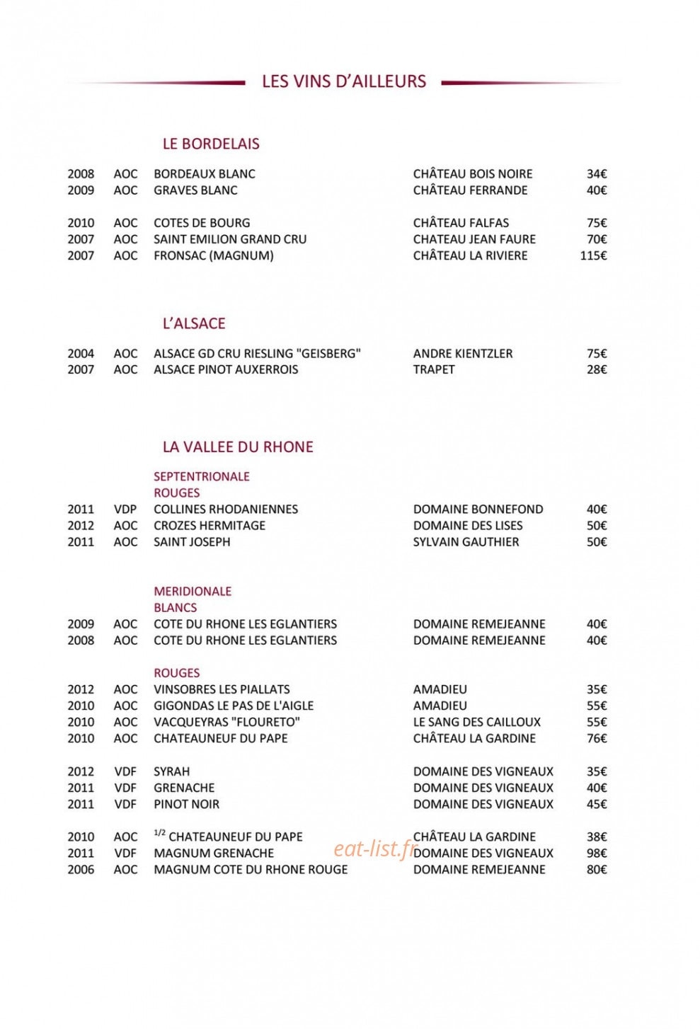 La Closerie — carte page 16