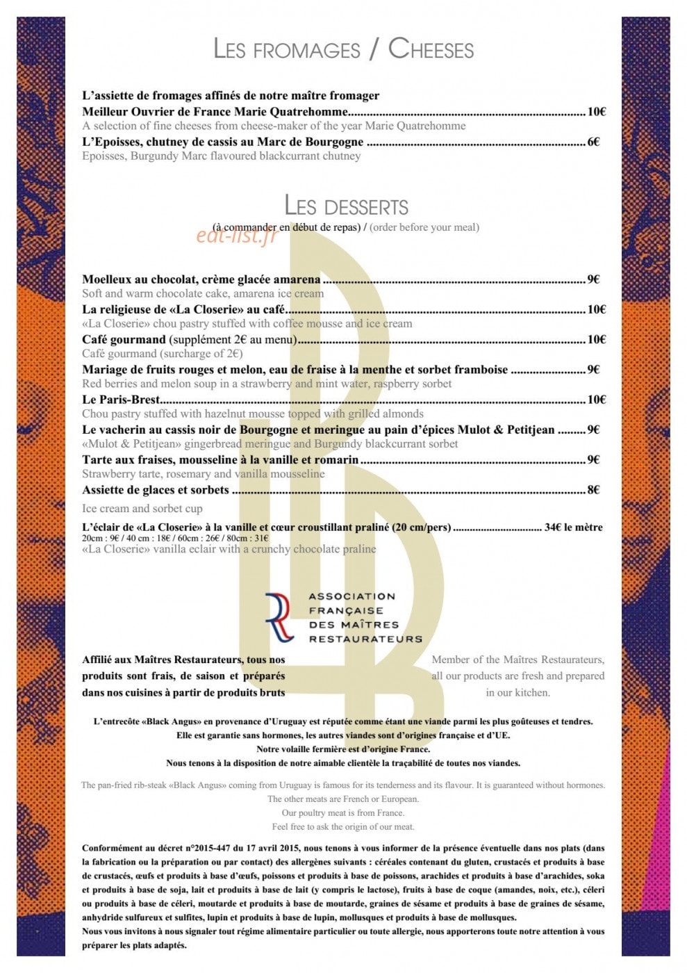 La Closerie — carte page 3