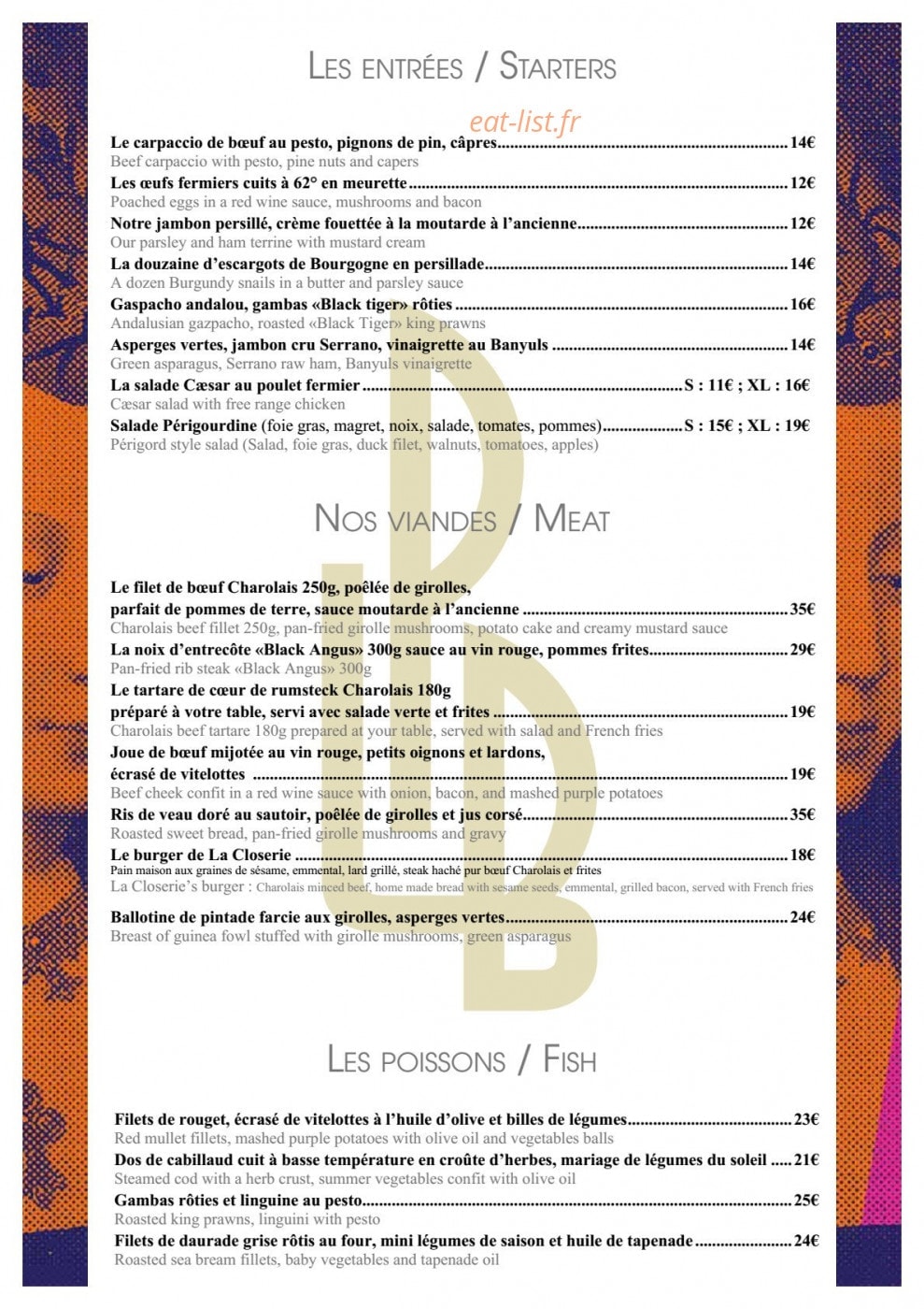 La Closerie — carte page 4
