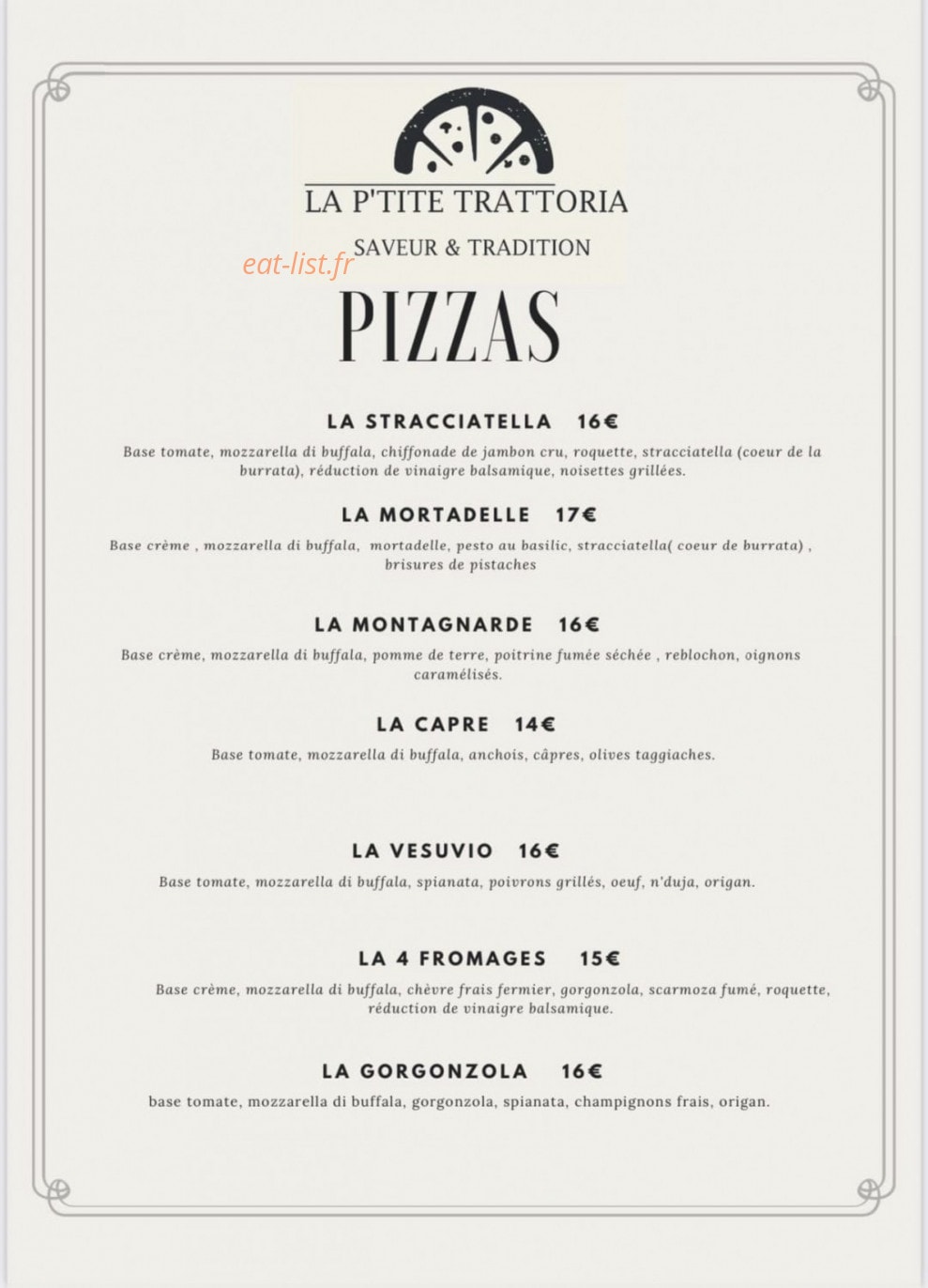 La p'tite trattoria — carte page 2