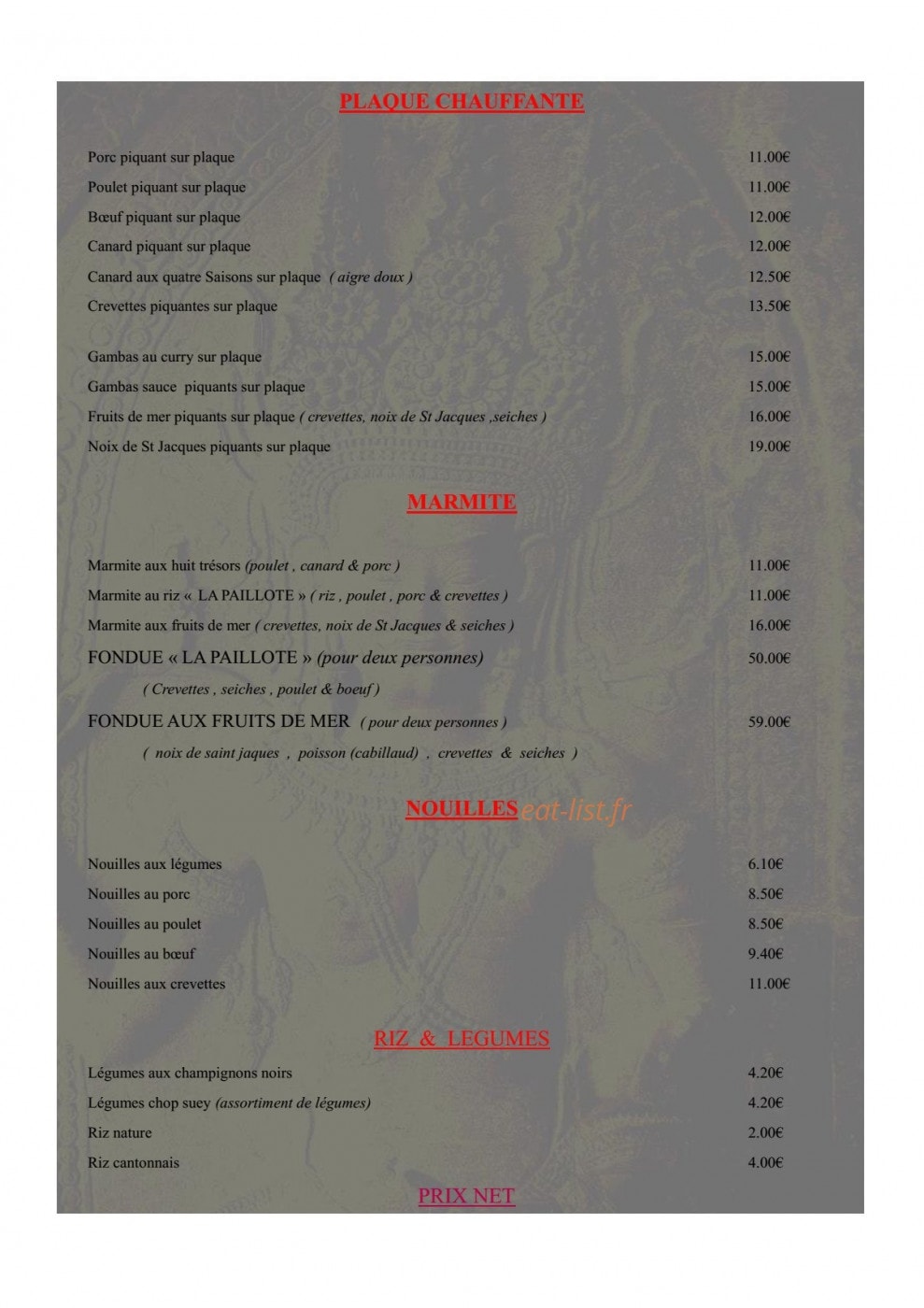 La Paillote — carte page 12