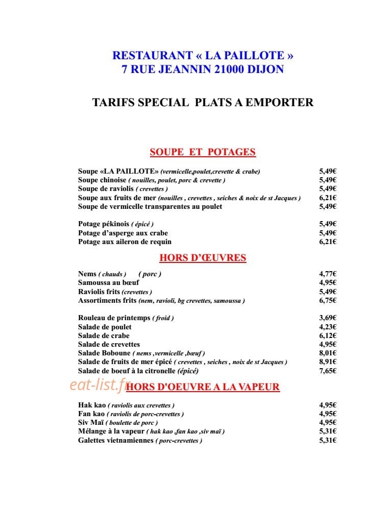La Paillote — carte page 1